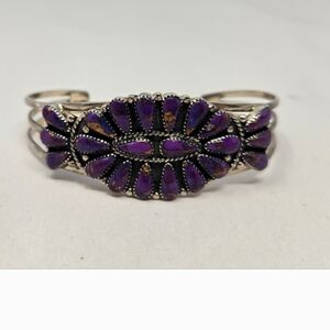 Mojave Purple Turquoise Sterling Silver Cuff Marked Sterling Made In Phillipines